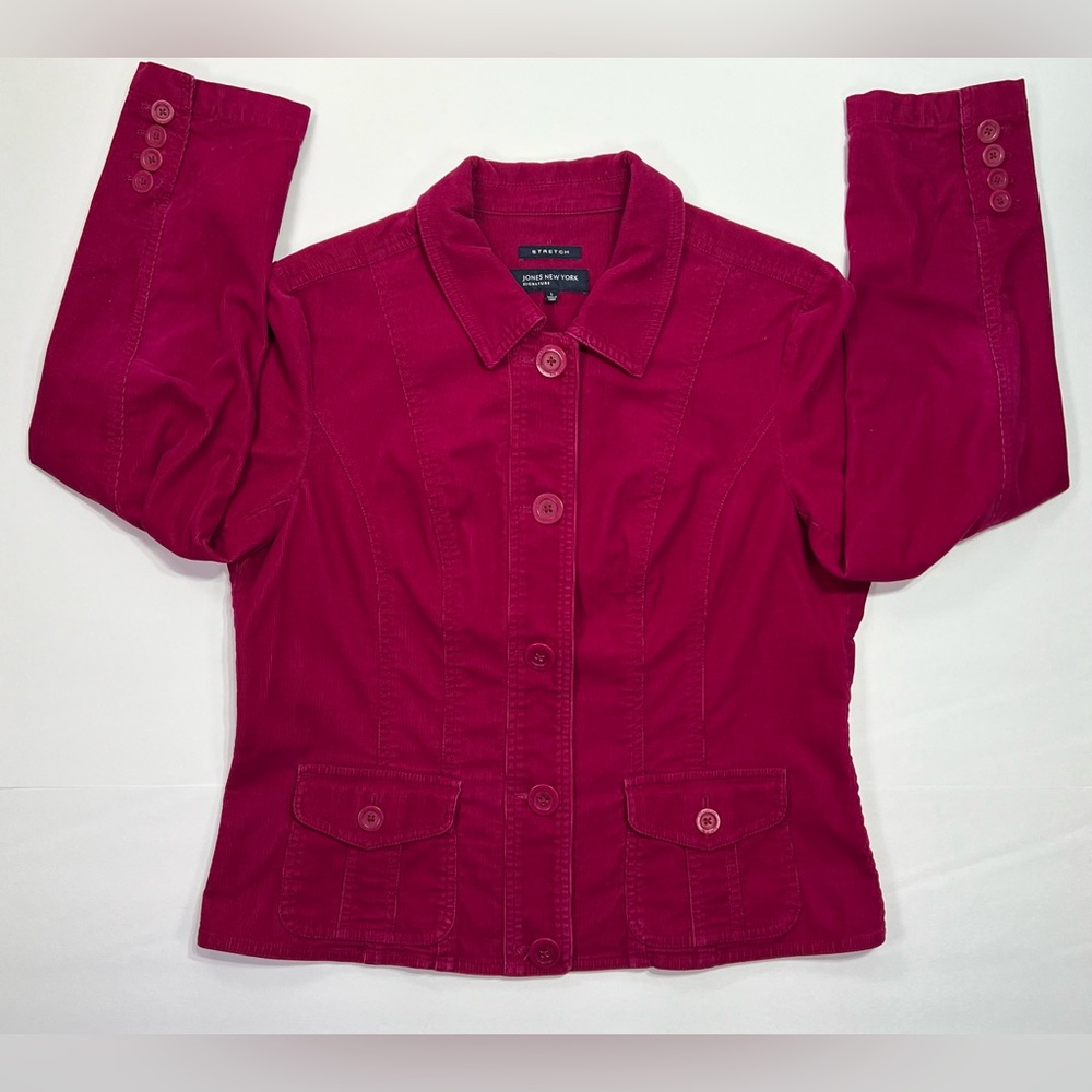 Jones New York Signature Stretch Corduroy Jacket - pink, L